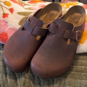 Birkenstock Boston Brown Oiled Leather Clogs